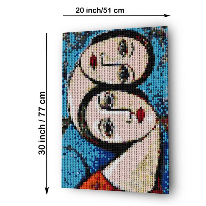 Two Heads Brick Mosaic - Cubism Pixel Art