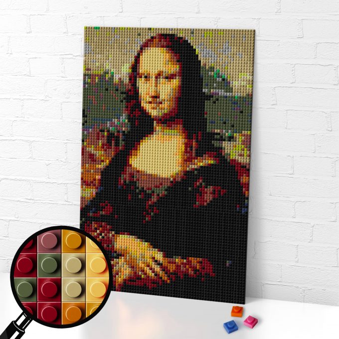 Mona Lisa Pixel Art Brick Mosaic