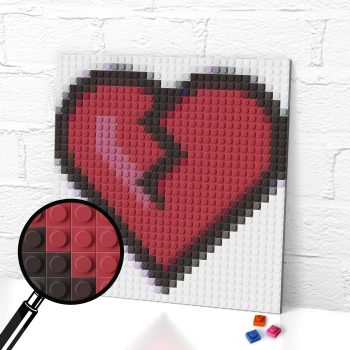 Microsoft Broken Heart Emoji Pixel Art Brick Mosaic