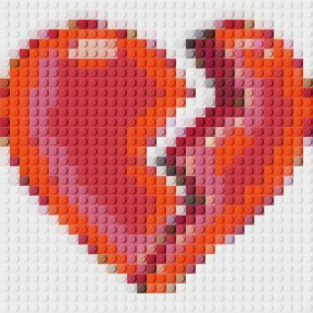 Messenger Broken Heart Emoji Pixel Art Brick Mosaic