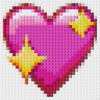 Apple Sparkling Heart Emoji Pixel Art Brick Mosaic